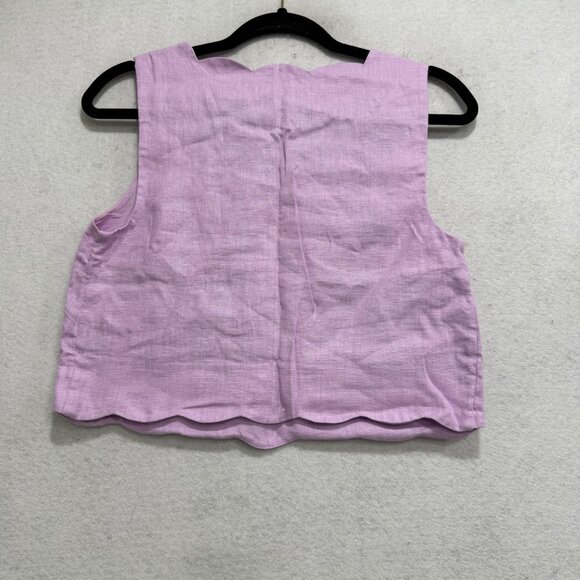 Abercrombie & Fitch Linen Tank Top Womens XS Purple Square Neck Cropped Summer - Picture 5 of 5